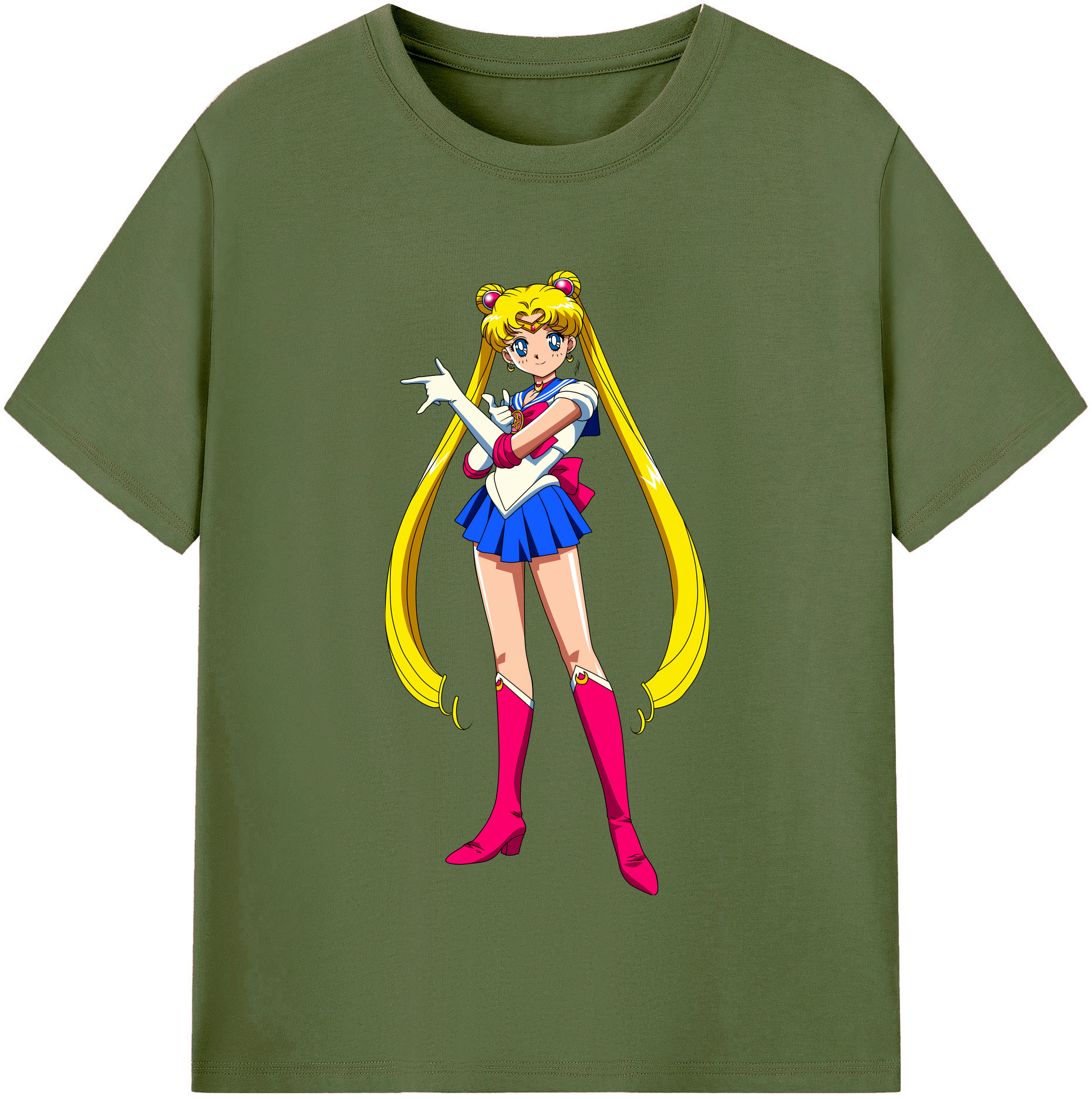 （画像用） 美少女戦士セーラームーン 月野 うさぎ つきの うさぎ Sailor Moon Tsukino Usagi 綿100％半袖Tシャツ（フロントプリント）